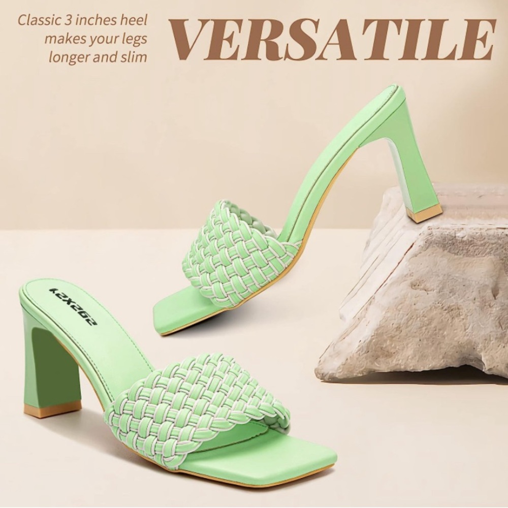 New  
rsxses Women's Braided Heeled Sandals Square Open Toe